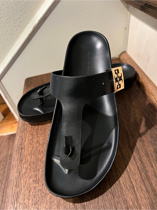 Tory Burch Shoes - Tory Burch Black Sandal with Gold Logo Accent